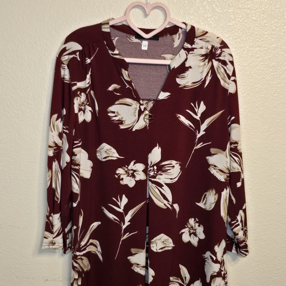 Floral Burgundy And Cream Blouse